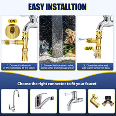GADFISH metal adapters illustrate faucet compatibility for versatile setups.