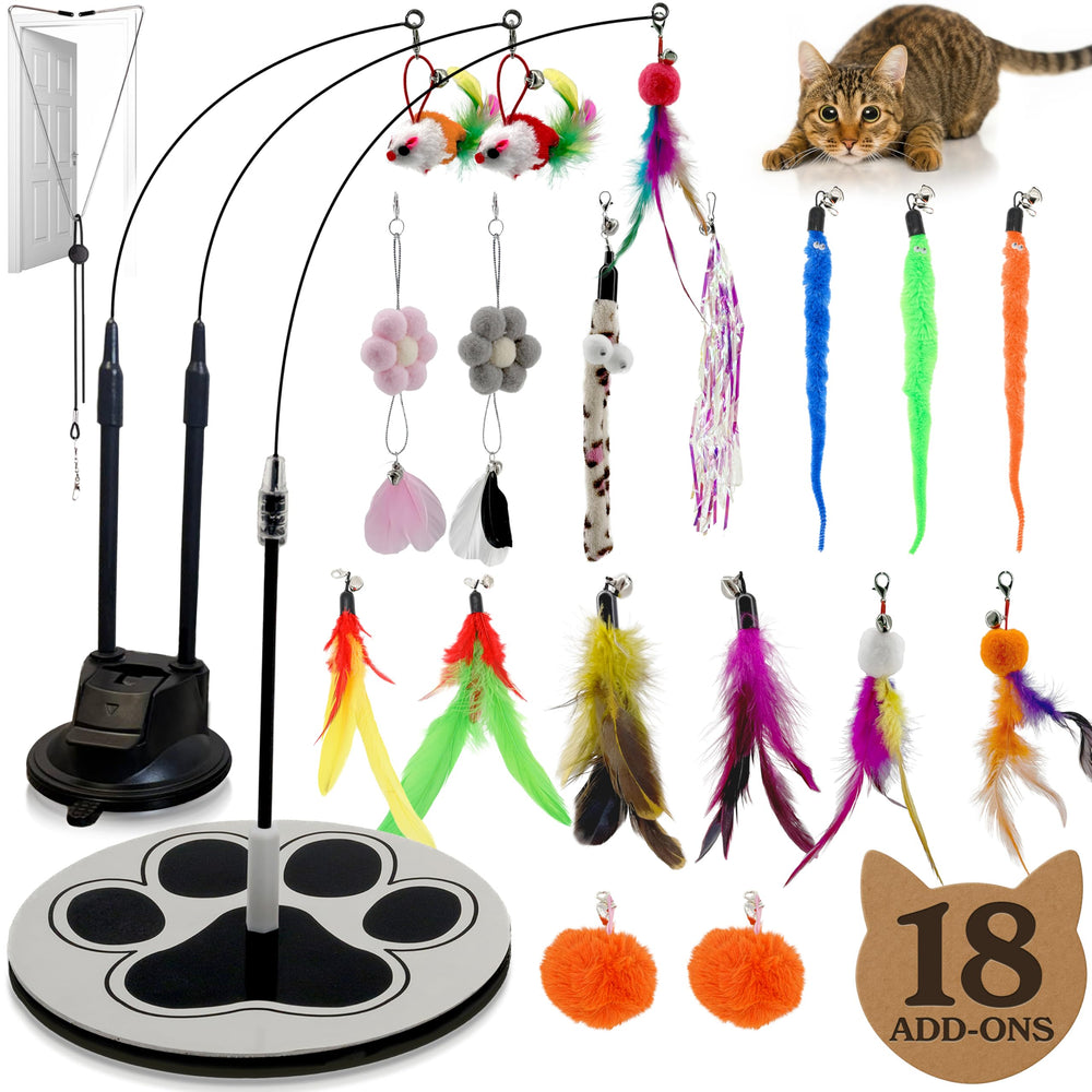 GADGETSOLOGY 18pcs cat toys floor-base for active indoor play and exploration