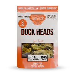 Gaines Family Farmstead duck heads packaged for simple USA-made dog treats.
