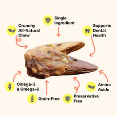 Gaines Family Farmstead duck heads single-ingredient label highlights clean nutrition.