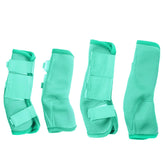 Gallopoff fly boots green pack on horse leg reducing stomping in pasture
