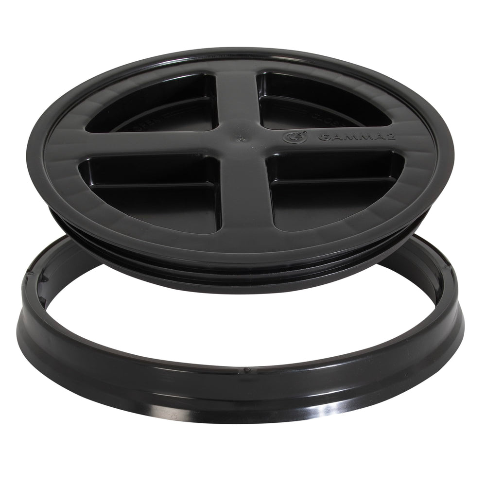 Gamma Seal Lid on a bucket demonstrating airtight storage for dry foods