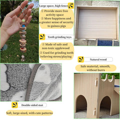 GaoHanKJ guinea pig hideout large interior fits 3-4 pets