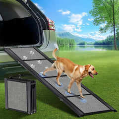 GAOYITK dog ramp 71-inch length demonstrates gentle incline for easy loading.