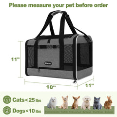 GAPZER cat carrier spacious interior accommodates medium cats and small dogs comfortably during trips.