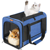 GAPZER pet carrier blue exterior for durable travel with cats or small dogs.