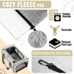 GAPZER carrier interior with plush fleece and removable cover for cozy journeys.