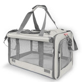 GAPZER pet carrier large-cat-beige-front-view offers roomy space for travel.