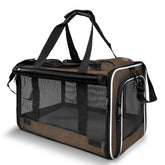 GAPZER pet carrier large cat mocha side-entry shows easy access for calm journeys.