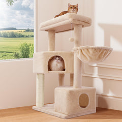 Gardner Pet 41-tall cat tree base board shows stable foundation for large cats.