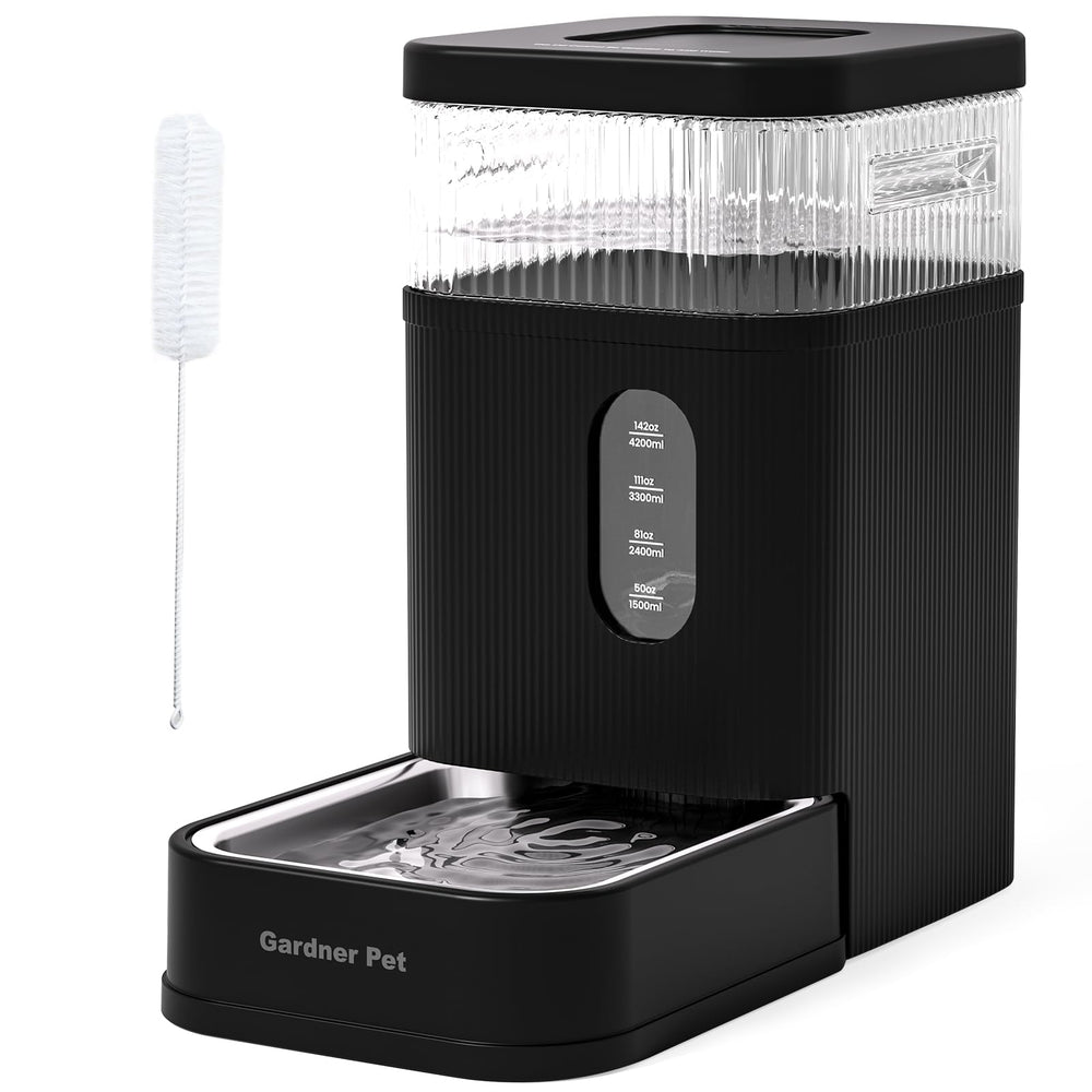 Gardner Pet automatic water dispenser with stainless steel bowl for consistent hydration.