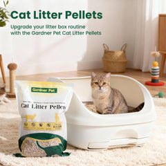 Gardner Pet zeolite-mineral litter shows natural minerals trapping ammonia for extended freshness.