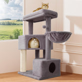 Gardner Pet cat tree base and posts show sturdy support for large cats.
