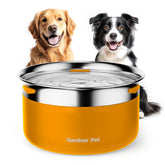 Gardner Pet 1-gallon stainless steel bowl shows ample hydration for long trips.