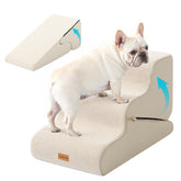 Gardner Pet dog stairs 2-in-1 beige on couch ramp for easier elevation.