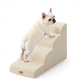 Gardner Pet dog stairs beige curved front view shows sturdy design for safe climbing