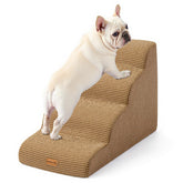 Gardner Pet dog stairs brown curved front view for easy bed access.