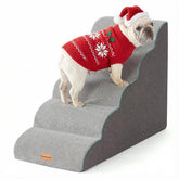 Gardner Pet dog stairs curved design with 5 steps helps small dogs reach elevated spots safely.