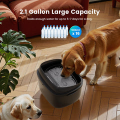 Gardner Pet dog water fountain 8L capacity illustrated for multi-dog households.