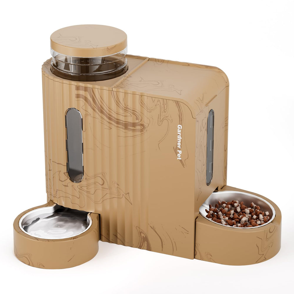 Gardner Pet Gravity Automatic Feeder front view demonstrates hands-free meals during trips.