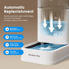 Gardner Pet gravity-fed design delivering steady water without electricity