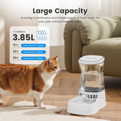 Gardner Pet silent gravity system operates quietly, reducing stress during mealtime.