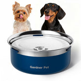 Gardner Pet slow water bowl base features rust-resistant stainless steel for durable hydration.