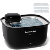Gardner Pet wireless cat water fountain with stainless-steel tray for clean, accessible hydration.