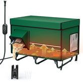 Gardner Pet X-Large heated cat house front view shows weatherproof exterior in green for outdoor use