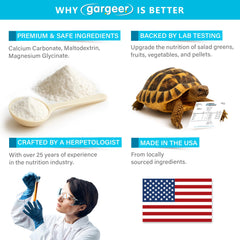 Gargeer Complete Mineral Reptile dusting into food promotes daily mineral intake.