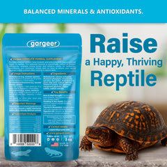 Gargeer Complete Mineral Reptile powder dusted on greens aids balanced micronutrients.