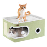 Garnpet cat bed cube house closeup highlighting plush comfort for private naps
