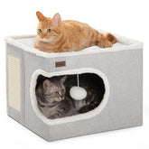 Garnpet cat bed cube house front view for cozy indoor lounging.