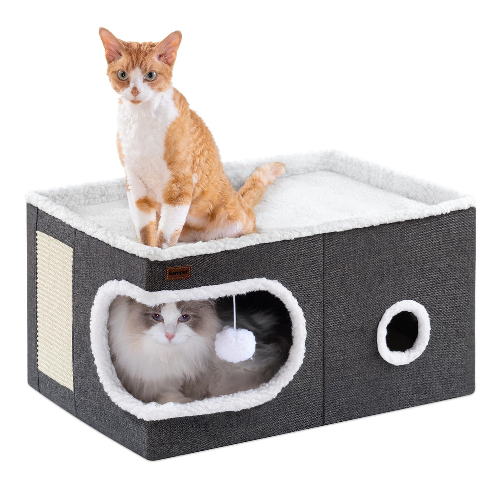 Garnpet cat bed cube house front view offers a secure space for relaxing quiet time