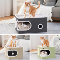 Garnpet cat bed with hanging plush ball offers interactive play