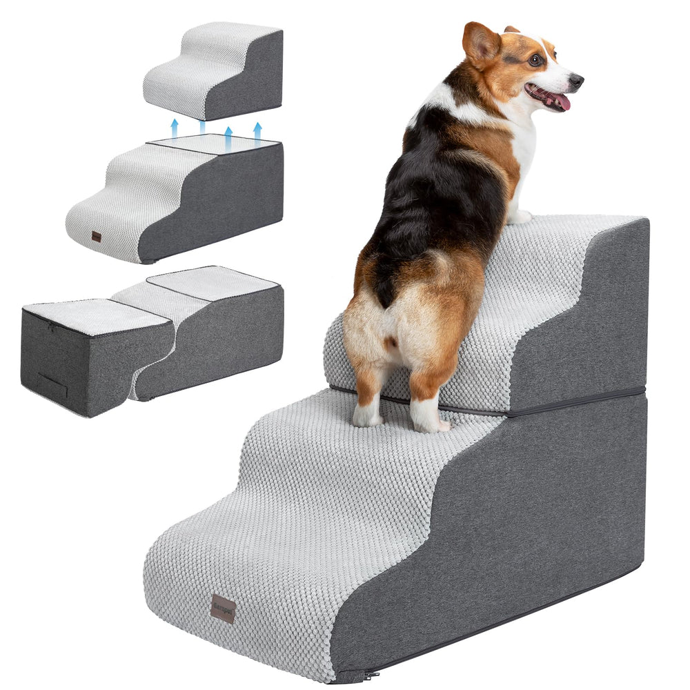 Garnpet dog stairs high-bed folded for compact storage and quick access.