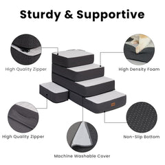 Garnpet foldable pet stairs store compactly when not in use.