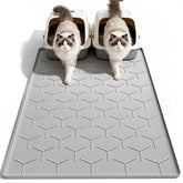 Garoopion cat litter mat large 40x28 gray front view traps litter and protects floors.