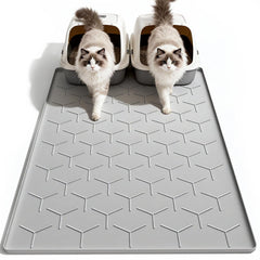 Garoopion cat litter mat large 40x28 gray front view traps litter and protects floors.