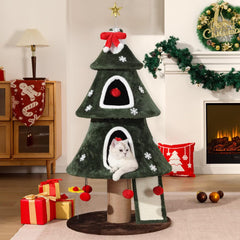 Garsing Christmas Cat Tree Tower base offers stable, wide footing for safe play.
