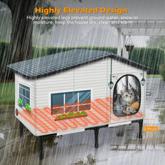 GASUR Weatherproof Cat House door curtain blocks drafts while cats observe outside