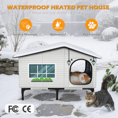 GASUR Weatherproof Cat House insulated walls emphasize heat retention