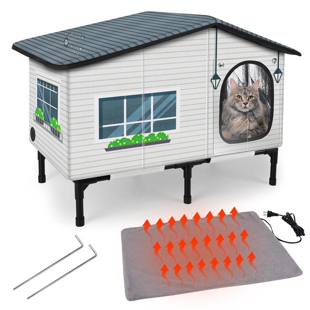 GASUR Weatherproof Cat House exterior demonstrates durable outdoor shelter against rain and wind