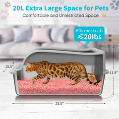 GazingMe extra-large cat litter box interior highlighting spacious comfort for big cats.