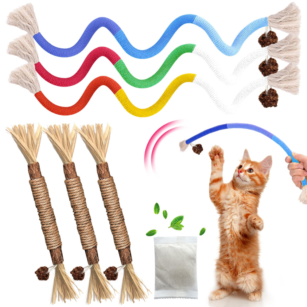 GBSYU chew rope with silvervine stick for indoor cats stimulating play and stress relief