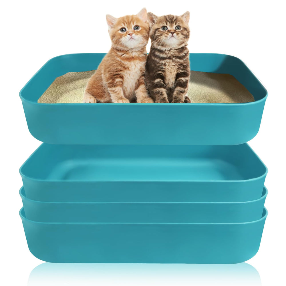 GCVOPTON small litter box blue top view shows open design for easy access.