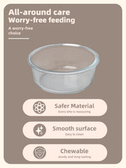 GDCZ Glass Cat Bowls 20oz dishwasher-safe image emphasizes easy maintenance.