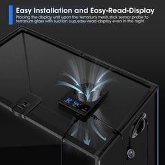 GeeKoit LED blue display provides real-time conditions from outside the enclosure.