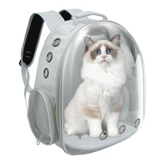 GeerDuo Cat Backpack front view in grey for comfortable city trips.