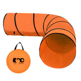 GeerDuo dog agility tunnel orange folded for portable training sessions.